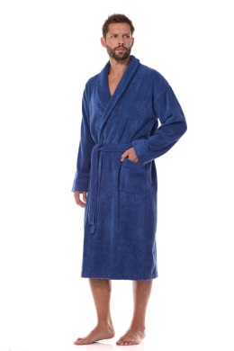 Szlafrok Męski Model Cotton Long 2450 Navy - L&L collection - XXL