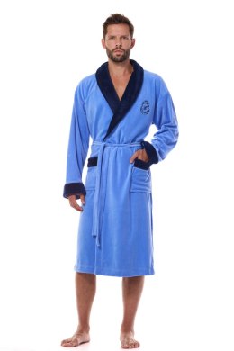 Szlafrok Męski Model Diego Long 2458 Blue - L&L collection - L