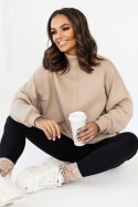 Beżowa bluza Simple ze stójką i przeszyciami Beżowa bluza Simple ze stójką i przeszyciami