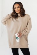Beżowa bluza Simple ze stójką i przeszyciami Beżowa bluza Simple ze stójką i przeszyciami