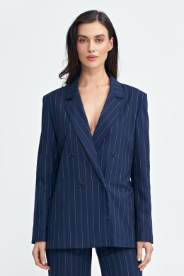 Marynarka oversize dwurzędowa prążek Z71 Navy - Nife - 40