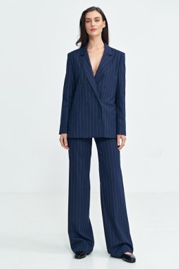 Marynarka oversize dwurzędowa prążek Z71 Navy - Nife - 42