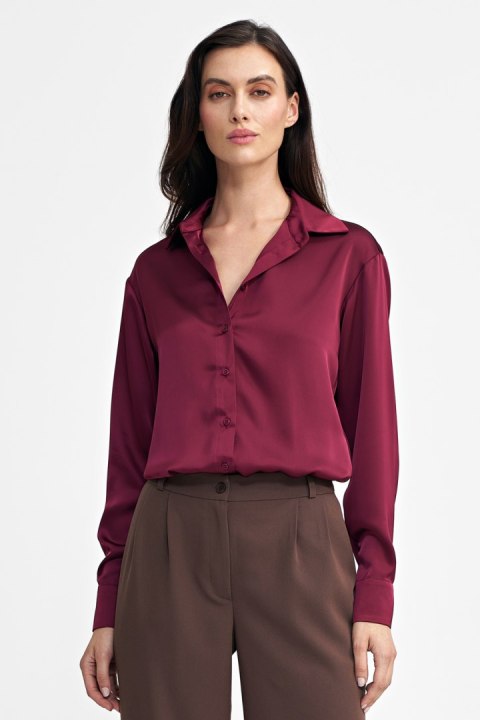 Satynowa koszula body K80 Bordo - Nife - 36 Satynowa koszula body K80 Bordo - Nife - 36