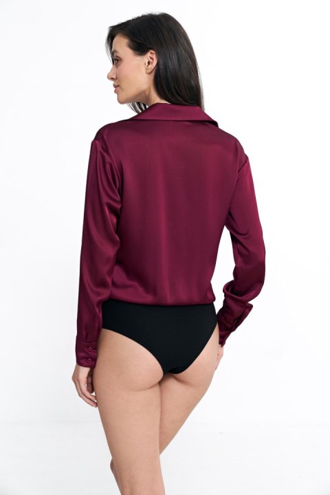 Satynowa koszula body K80 Bordo - Nife - 36 Satynowa koszula body K80 Bordo - Nife - 36