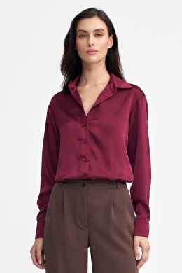 Satynowa koszula body K80 Bordo - Nife - 42