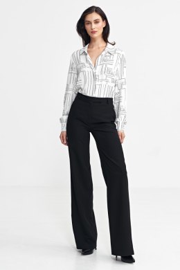 Spodnie bootcut, z krytym guzikiem SD101 Black - Nife - 38
