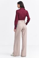 Spodnie z zakładkami wide leg prążek SD105 Beige - Nife - 36 Spodnie z zakładkami wide leg prążek SD105 Beige - Nife - 36