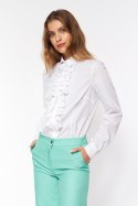 Biała koszula z żabotem K68 White - Nife - 36 Biała koszula z żabotem K68 White - Nife - 36