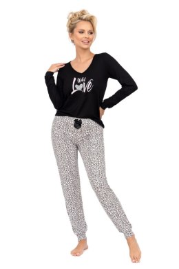 Piżama Damska Model Pantera Long Black - Donna - 42