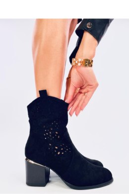 Botki ażurowe zamszowe kowbojki ANTARES BLACK - Inello - 38