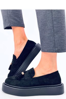 Mokasyny na platformie z frędzelkami TRINITY BLACK - Inello - 39