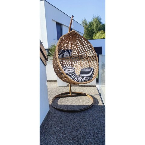 Fotel wiszący huśtawka kokon z poduszkami w pasy KR28CZ Fotel wiszący huśtawka kokon z poduszkami w pasy KR28CZ