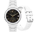 Smartwatch Damski Rubicon RNCE92-1 Srebrny-Ceramiczna Bransoleta + Biały Silikonowy Pasek Smartwatch Damski Rubicon RNCE92-1 Srebrny-Ceramiczna Bransoleta + Biały Silikonowy Pasek