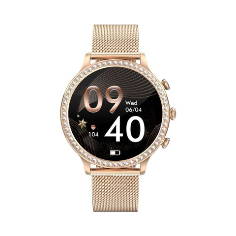 Smartwatch Damski Veltori VT310-1 Złota Bransoleta + Różowy Pasek Silikonowy Smartwatch Damski Veltori VT310-1 Złota Bransoleta + Różowy Pasek Silikonowy