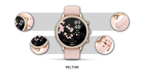 Smartwatch Damski Veltori VT310-1 Złota Bransoleta + Różowy Pasek Silikonowy Smartwatch Damski Veltori VT310-1 Złota Bransoleta + Różowy Pasek Silikonowy