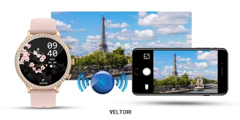 Smartwatch Damski Veltori VT310-1 Złota Bransoleta + Różowy Pasek Silikonowy Smartwatch Damski Veltori VT310-1 Złota Bransoleta + Różowy Pasek Silikonowy