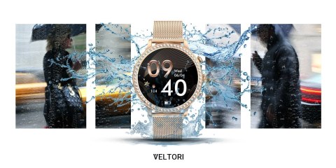 Smartwatch Damski Veltori VT310-1 Złota Bransoleta + Różowy Pasek Silikonowy Smartwatch Damski Veltori VT310-1 Złota Bransoleta + Różowy Pasek Silikonowy