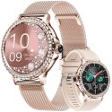 Smartwatch Damski Veltori VT320-1 Złota Bransoleta + Różowy Pasek Silikonowy Smartwatch Damski Veltori VT320-1 Złota Bransoleta + Różowy Pasek Silikonowy