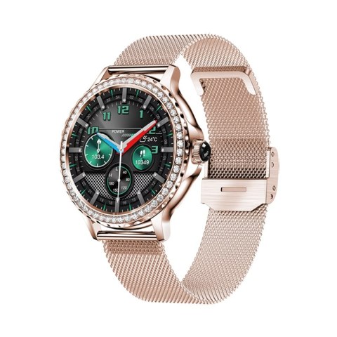 Smartwatch Damski Veltori VT320-1 Złota Bransoleta + Różowy Pasek Silikonowy Smartwatch Damski Veltori VT320-1 Złota Bransoleta + Różowy Pasek Silikonowy