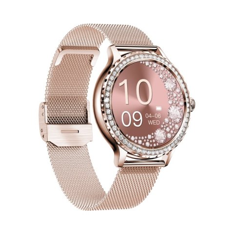 Smartwatch Damski Veltori VT320-1 Złota Bransoleta + Różowy Pasek Silikonowy Smartwatch Damski Veltori VT320-1 Złota Bransoleta + Różowy Pasek Silikonowy