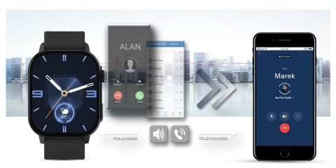 Smartwatch Gravity GT15-1 Czarny Pasek Silikonowy + Czarna Bransoleta Smartwatch Gravity GT15-1 Czarny Pasek Silikonowy + Czarna Bransoleta