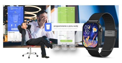 Smartwatch Gravity GT15-1 Czarny Pasek Silikonowy + Czarna Bransoleta Smartwatch Gravity GT15-1 Czarny Pasek Silikonowy + Czarna Bransoleta