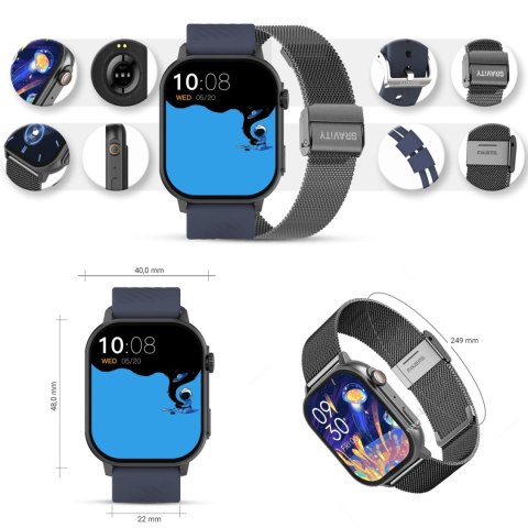 Smartwatch Gravity GT15-4 Niebieski Pasek Silikonowy + Tytanowa Bransoleta Smartwatch Gravity GT15-4 Niebieski Pasek Silikonowy + Tytanowa Bransoleta