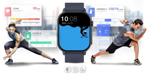 Smartwatch Gravity GT15-4 Niebieski Pasek Silikonowy + Tytanowa Bransoleta Smartwatch Gravity GT15-4 Niebieski Pasek Silikonowy + Tytanowa Bransoleta