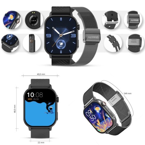 Smartwatch Gravity GT15-5 Czarny Pasek Silikonowy + Tytanowa Bransoleta Smartwatch Gravity GT15-5 Czarny Pasek Silikonowy + Tytanowa Bransoleta