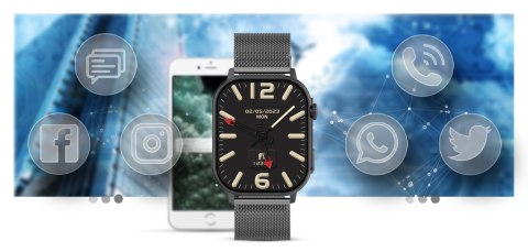 Smartwatch Gravity GT15-5 Czarny Pasek Silikonowy + Tytanowa Bransoleta Smartwatch Gravity GT15-5 Czarny Pasek Silikonowy + Tytanowa Bransoleta