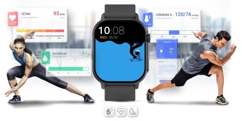Smartwatch Gravity GT15-5 Czarny Pasek Silikonowy + Tytanowa Bransoleta Smartwatch Gravity GT15-5 Czarny Pasek Silikonowy + Tytanowa Bransoleta