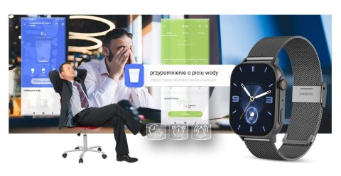 Smartwatch Gravity GT15-5 Czarny Pasek Silikonowy + Tytanowa Bransoleta Smartwatch Gravity GT15-5 Czarny Pasek Silikonowy + Tytanowa Bransoleta