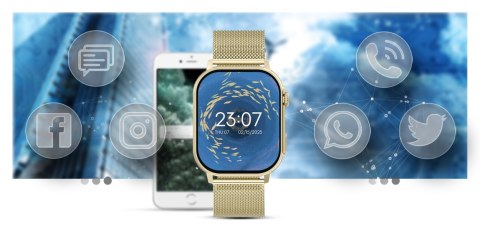 Smartwatch Gravity GT15-7 Różowy Pasek Silikonowy + Złota Bransoleta Smartwatch Gravity GT15-7 Różowy Pasek Silikonowy + Złota Bransoleta