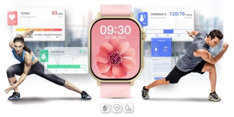 Smartwatch Gravity GT15-7 Różowy Pasek Silikonowy + Złota Bransoleta Smartwatch Gravity GT15-7 Różowy Pasek Silikonowy + Złota Bransoleta