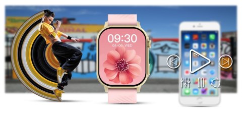 Smartwatch Gravity GT15-7 Różowy Pasek Silikonowy + Złota Bransoleta Smartwatch Gravity GT15-7 Różowy Pasek Silikonowy + Złota Bransoleta