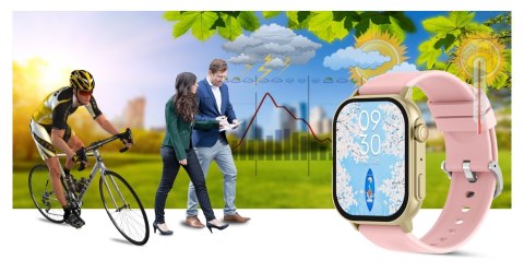 Smartwatch Gravity GT15-7 Różowy Pasek Silikonowy + Złota Bransoleta Smartwatch Gravity GT15-7 Różowy Pasek Silikonowy + Złota Bransoleta