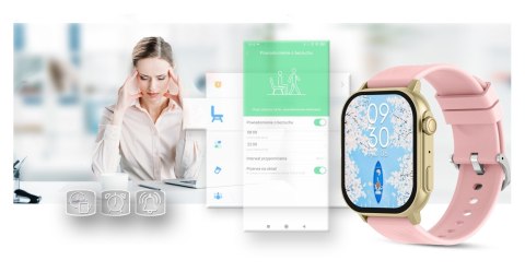 Smartwatch Gravity GT15-7 Różowy Pasek Silikonowy + Złota Bransoleta Smartwatch Gravity GT15-7 Różowy Pasek Silikonowy + Złota Bransoleta