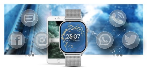 Smartwatch Gravity GT15-9 Czarny Pasek Silikonowy + Srebrna Bransoleta Smartwatch Gravity GT15-9 Czarny Pasek Silikonowy + Srebrna Bransoleta
