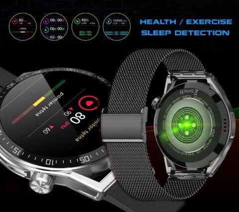 Smartwatch Rubicon RNCE88-2 Czarny- Czarny Pasek Silikonowy + Czarna Bransoleta Smartwatch Rubicon RNCE88-2 Czarny- Czarny Pasek Silikonowy + Czarna Bransoleta