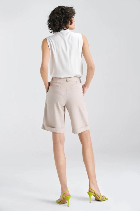 Krótkie lniane spodnie typu szorty SD86 Beige - Nife - 42 Krótkie lniane spodnie typu szorty SD86 Beige - Nife - 42