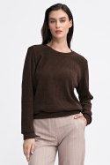 Bluza z dzianiny prążkowanej z długim rękawem BL08 Brown - Nife - 36 Bluza z dzianiny prążkowanej z długim rękawem BL08 Brown - Nife - 36