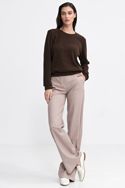 Bluza z dzianiny prążkowanej z długim rękawem BL08 Brown - Nife - 36 Bluza z dzianiny prążkowanej z długim rękawem BL08 Brown - Nife - 36