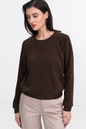Bluza z dzianiny prążkowanej z długim rękawem BL08 Brown - Nife - 36 Bluza z dzianiny prążkowanej z długim rękawem BL08 Brown - Nife - 36