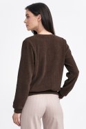 Bluza z dzianiny prążkowanej z długim rękawem BL08 Brown - Nife - 40 Bluza z dzianiny prążkowanej z długim rękawem BL08 Brown - Nife - 40