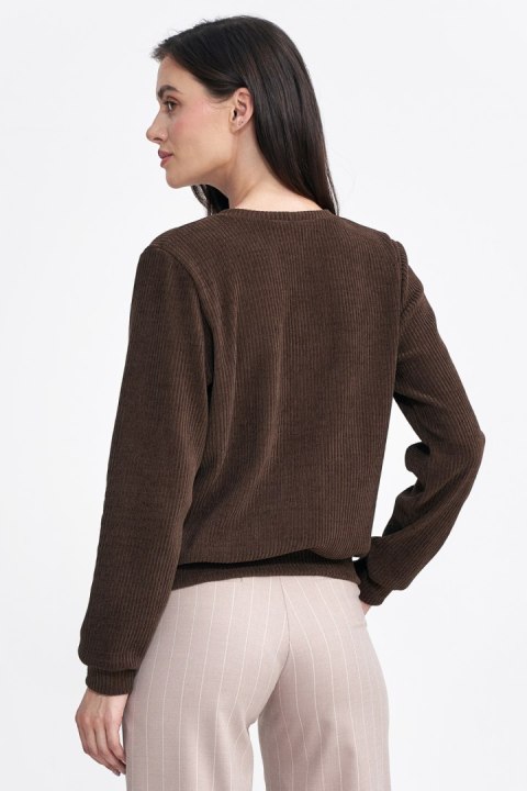 Bluza z dzianiny prążkowanej z długim rękawem BL08 Brown - Nife - 40 Bluza z dzianiny prążkowanej z długim rękawem BL08 Brown - Nife - 40