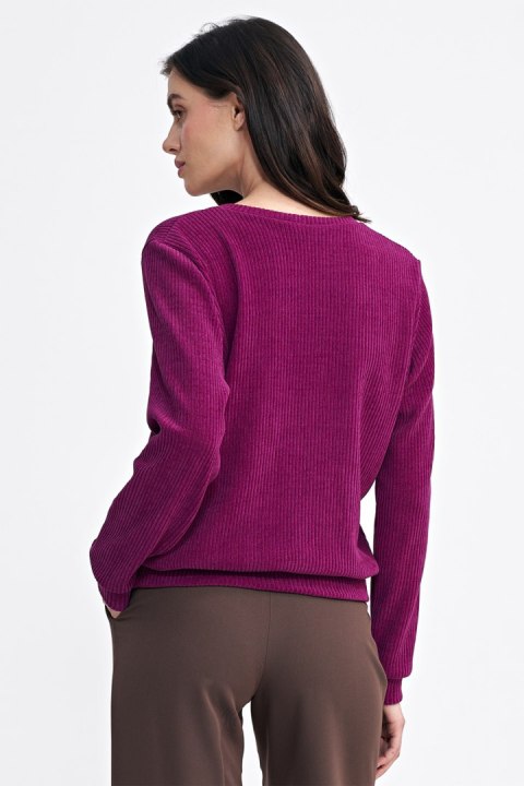 Bluza z dzianiny prążkowanej z długim rękawem BL08 Purpura - Nife - 42 Bluza z dzianiny prążkowanej z długim rękawem BL08 Purpura - Nife - 42