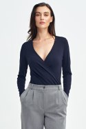 Bluzka body z kopertowym dekoltem B176 Navy - Nife - 40 Bluzka body z kopertowym dekoltem B176 Navy - Nife - 40