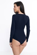 Bluzka body z kopertowym dekoltem B176 Navy - Nife - 42