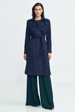 Dwurzędowy płaszcz z nubuku PL22 Navy - Nife - 38