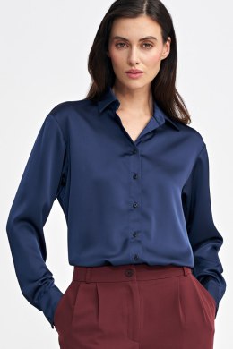 Satynowa koszula body K80 Navy - Nife - 38